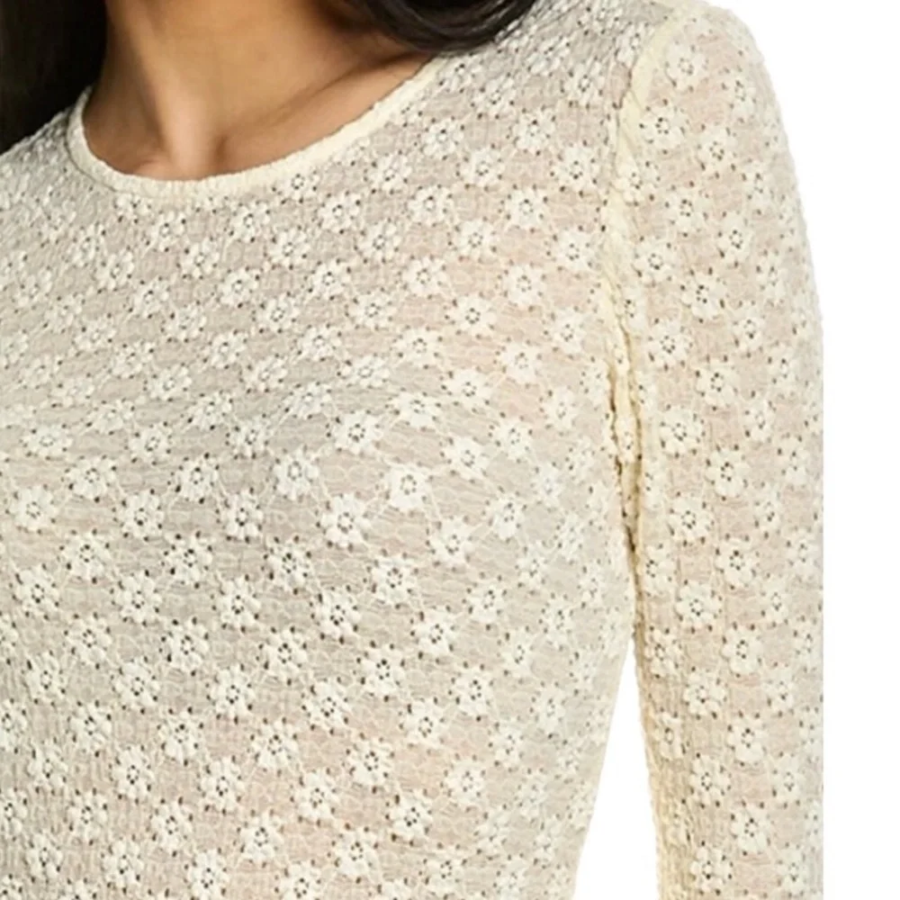 Rebecca Taylor Lace Peplum Top Size Large L cream ivory